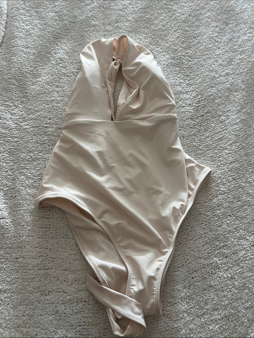 Shade & Shore Halter One-Piece Swimsuit in off white -l3